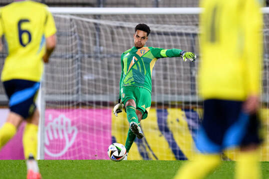 goalkeeper Oliver Dovin of Sweden