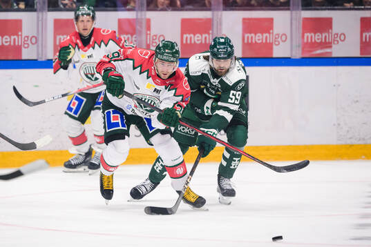 Frölundas Mikael Ruohomaa och Färjestads Linus Johansson