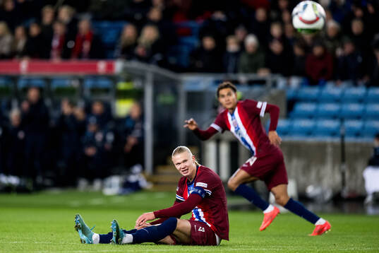 Erling Braut Haaland and Antonio Nusa of Norway