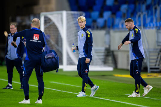 Lucas Bergvall and Dejan Kulusevski of the Swedish men's