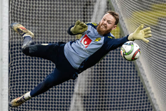 goalkeeper Viktor Johansson of the Swedish men's football