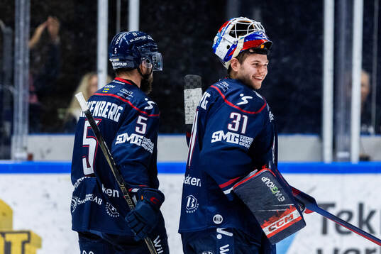 Linköpings Oscar Fantenberg och målvakt Jesper Myrenberg