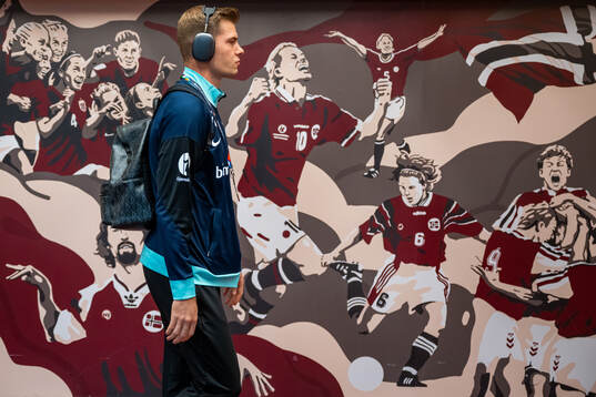 Alexander Sørloth of Norway arrives