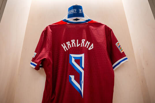 The kit of Erling Braut Haaland of Norway in the dressing