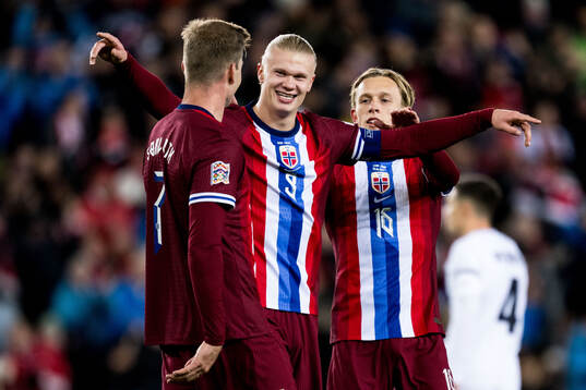 Erling Braut Haaland of Norway celebrates with Alexander