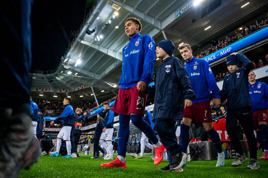 Antonio Nusa and Alexander Sørloth of Norway enter the