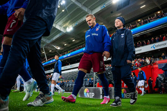 Julian Ryerson of Norway enters the pitch