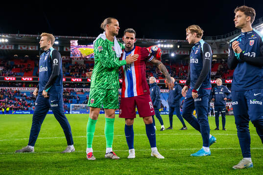 Goalkeeper Ørjan Håskjold Nyland and Aron Dønnum of