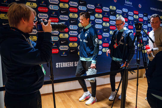 Sander Berge of Norway leaves mixed zone