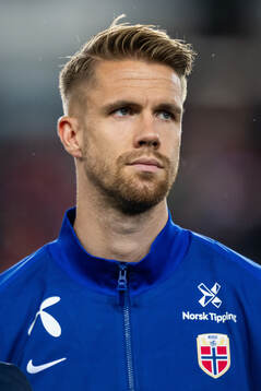 Kristoffer Ajer of Norway line up