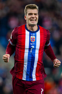 Alexander Sørloth of Norway celebrates