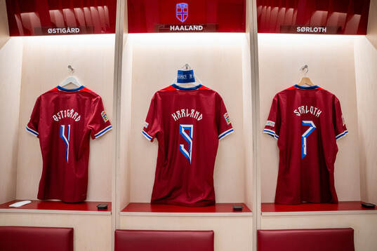 The kits of Leo Østigård, Erling Braut Haaland and