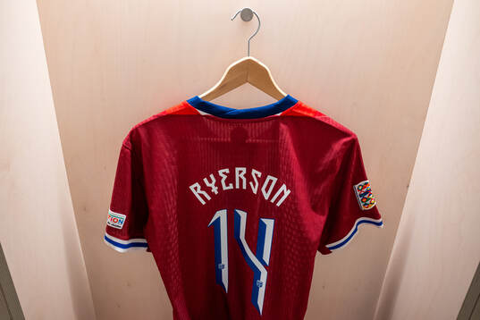 The kit of Julian Ryerson of Norway in the dressing room