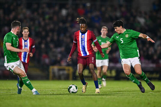 Joel Mvuka of Norway and Anselmo Garcia MacNulty of
