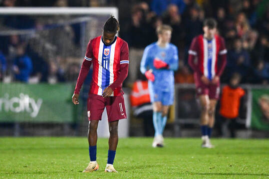 Joel Mvuka of Norway looks dejected