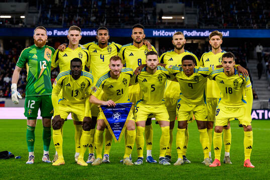 The starting eleven of Sweden pose for a photo