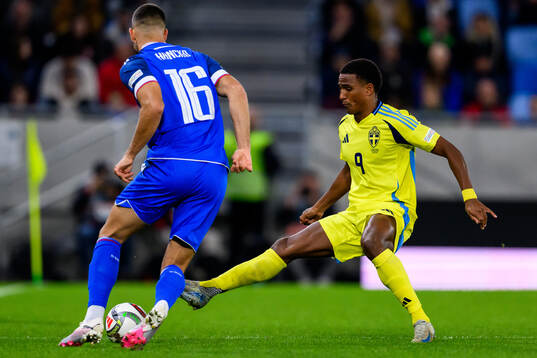 Dávid Hancko of Slovakia and Niclas Eliasson of Sweden