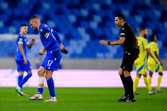 Lukás Haraslin of Slovakia in pain