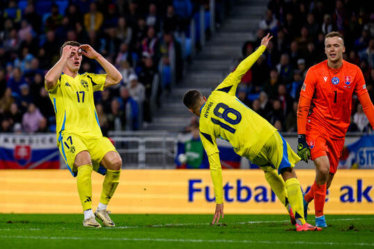 Viktor Gyökeres of Sweden looks dejected