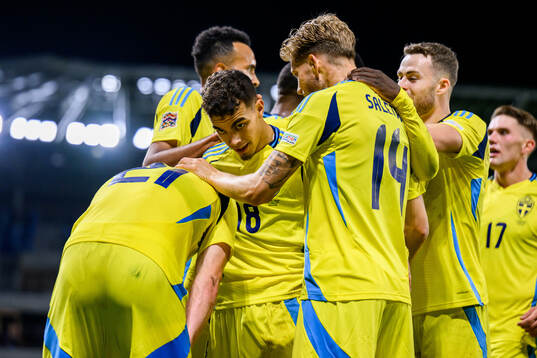 Yasin Ayari of Sweden celebrates