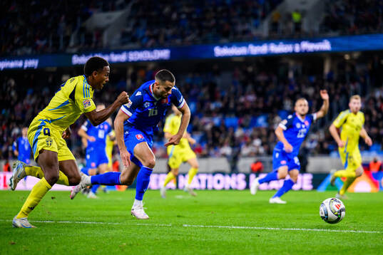 Niclas Eliasson of Sweden and Dávid Hancko of Slovakia