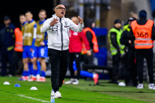 head coach Francesco Calzona of Slovakia reacts