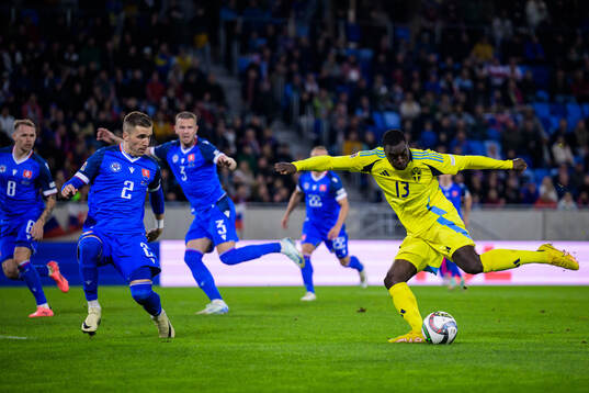 Peter Pekarik of Slovakia and Ken Sema of Sweden