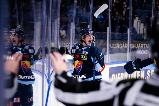 Djurgårdens Victor Eklund jublar