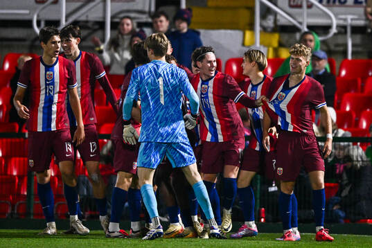 Mathias Fjørtoft Løvik of Norway celebrates
