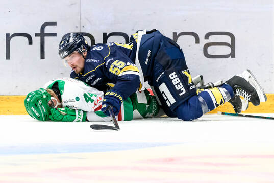 Rögles Jacob Peterson och HV71s Mikael Seppälä