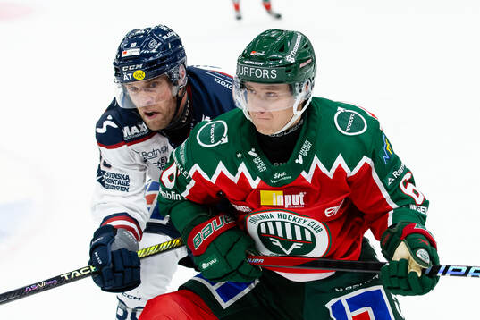 Linköpings Patrick Russell och Frölundas Filip Hasa