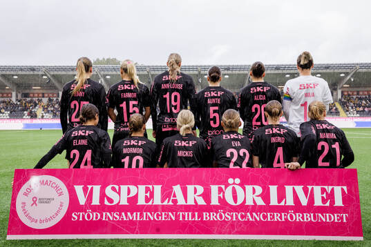 Häckens startelva visar ryggen med namn på personer