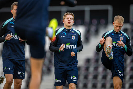 Jens Petter Hauge and Andreas Hanche-Olsen of the Norwegian