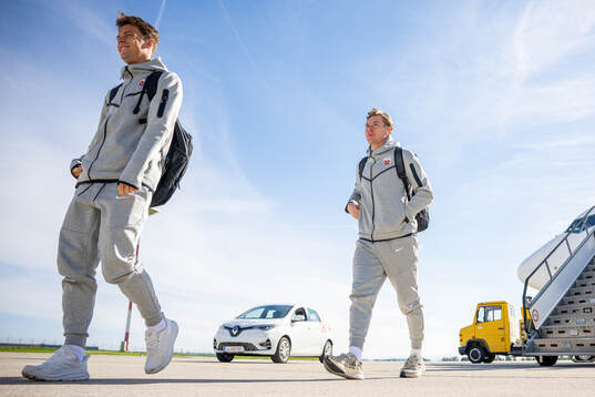 Felix Horn Myhre and goalkeeper Mathias Dyngeland of the