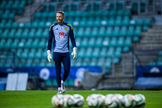 Goalkeeper Viktor Johansson of the Swedish men's national
