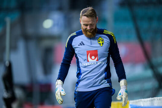 Goalkeeper Viktor Johansson of the Swedish men's national