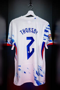 The kit of Morten Thorsby of Norway in the dressing room