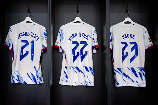 The kits of Andreas Hanche-Olsen, Felix Horn Myhre and Jens