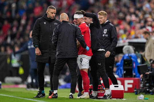 Marcel Sabitzer of Austria is injured