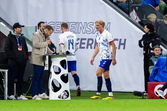 Julian Ryerson and Morten Thorsby of Norway