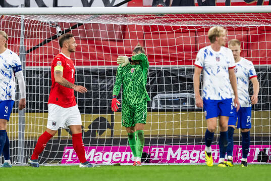 Goalkeeper Ørjan Håskjold Nyland of Norway looks dejected