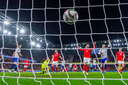 Alexander Sørloth of Norway scores the 1-1 goal as