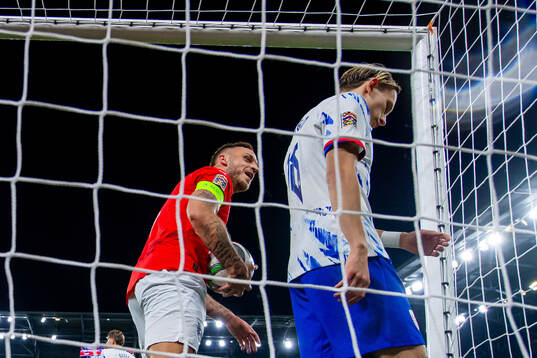 Marko Arnautovic of Austria celebrates while Marcus