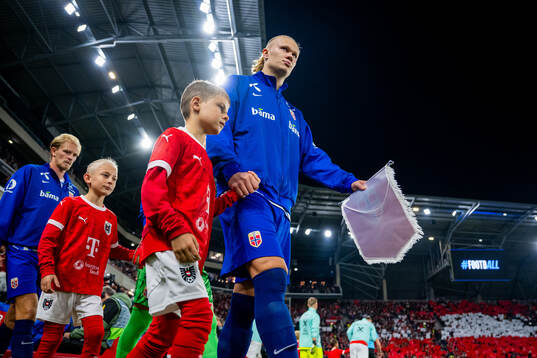 Erling Braut Haaland of Norway enters the pitch