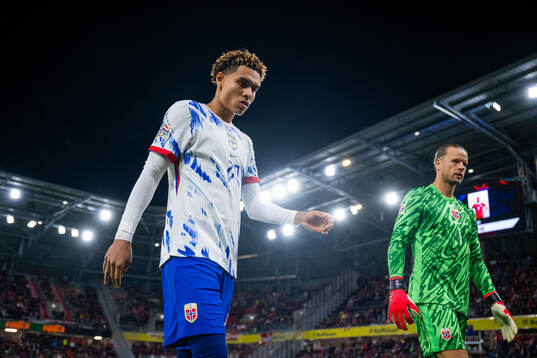 Antonio Nusa and goalkeeper Ørjan Håskjold Nyland of