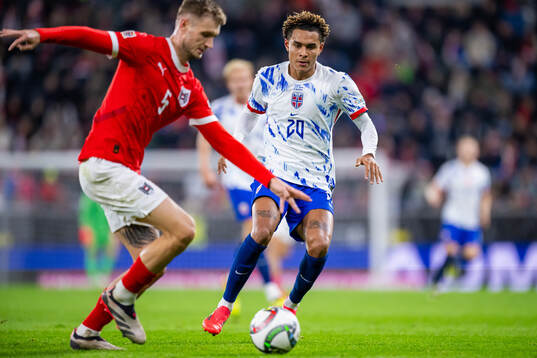 Stefan Posch of Austria and Antonio Nusa of Norway