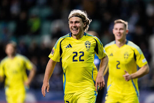 Sebastian Nanasi of Sweden celebrates