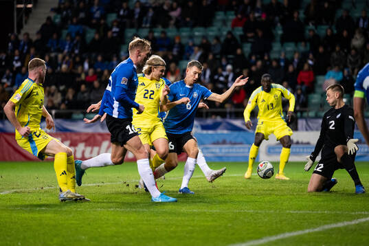 Sebastian Nanasi of Sweden scores 0-2 behind of Estonia