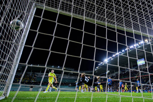 Goalkeeper Karl Jakob Hein of Estonia lets in the 0-1 goal