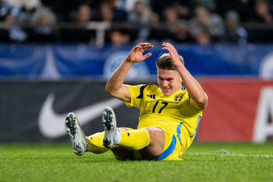 Viktor Gyökeres of Sweden looks dejected